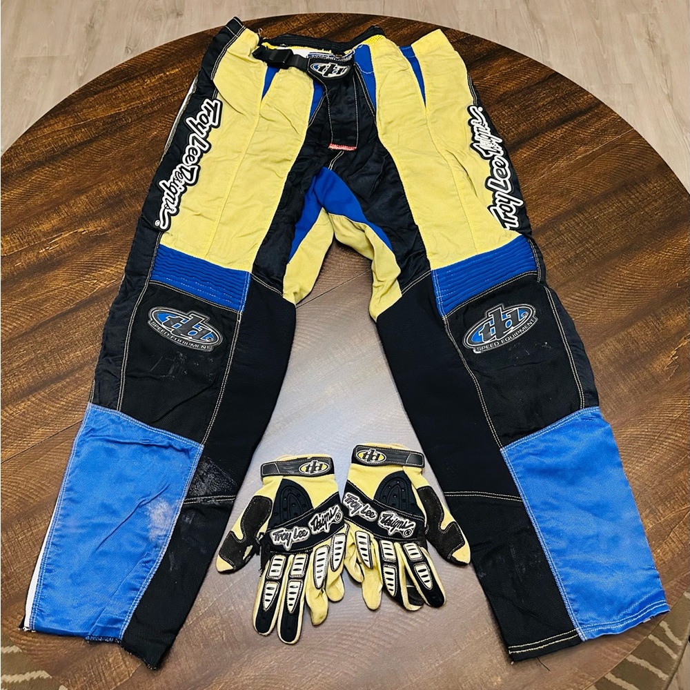 Vintage Troy Lee Men’s 36x29 Motocross Pants/XL Gloves